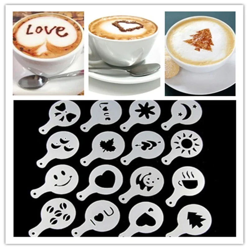 Coffee Shop Equipment - 16Pcs/Set Coffee Mold Latte Cappuccino Barista