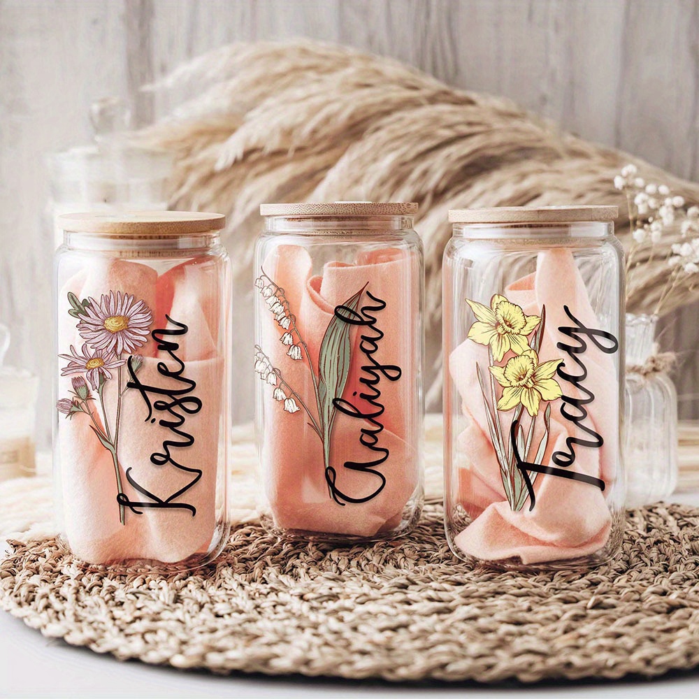 Custom Birth Flower Name Glass - Coffee Equipment Names review and price