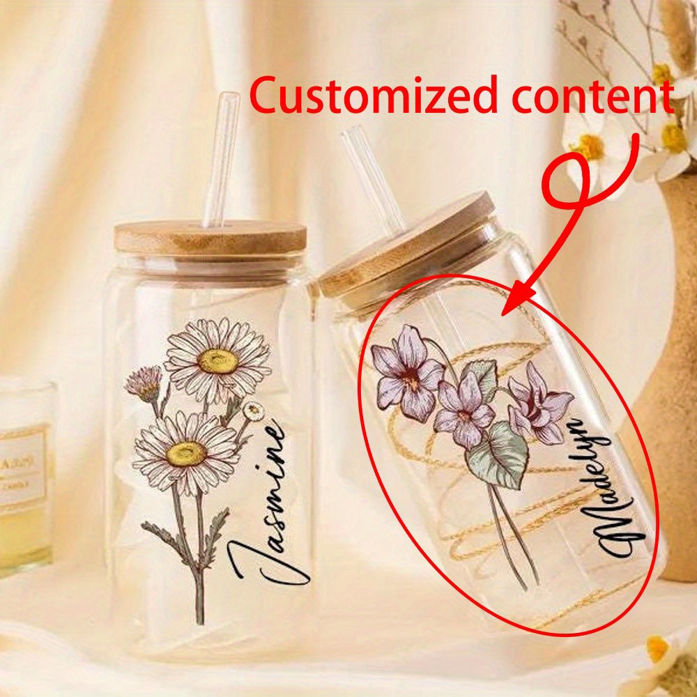 Personalized Floral Daisy Glas - Coffee Equipment Names review and price